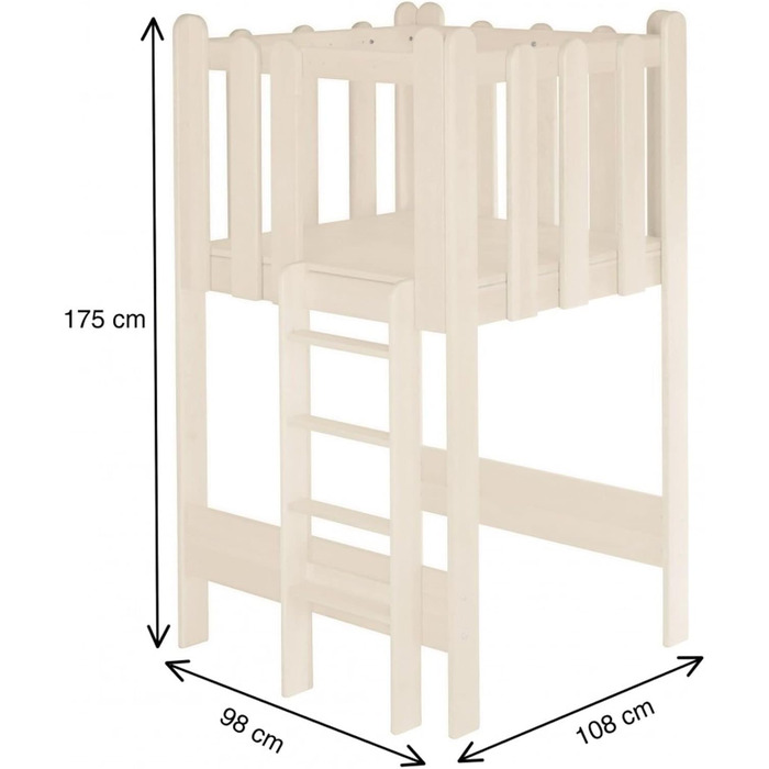 Дитяче ігрове ліжко-будиночок BioKinder дерев'яне ліжко з вежею і гіркою Ной з сертифікованого масиву сосни натурального білого ко