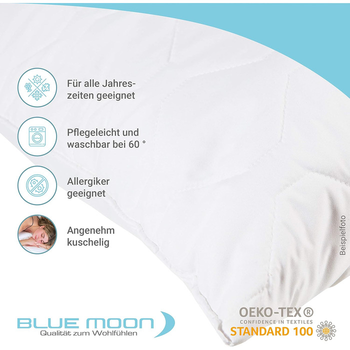 Подушка BLUE MOON 70x90 - Гіпоалергенна подушка для ліжка - Високоякісна мікрофібра - Подушка для сну - Гіпоалергенна - Подушку, яку можна прати - Зроблено в ЄС - (2 шт. в упаковці 70 x 90 см) 2 шт. ()