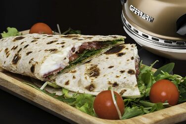 Піца Зовнішнє задоволення, Піч для піци, 1200 Вт, 400C, Скельна вогнетривка (діаметр 31 см), Таймер 5', Кулінарна книга в комплекті, Мідь, 3 Ferrari G10006