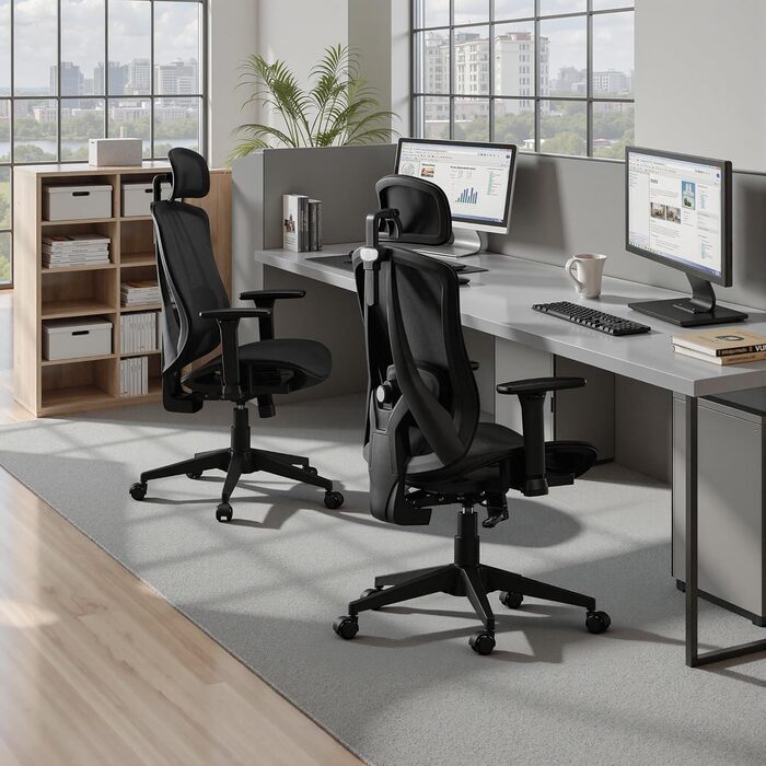 Ергономічне офісне крісло Storeo Imp, до 150 кг, карбонова сітка / метал, чорний