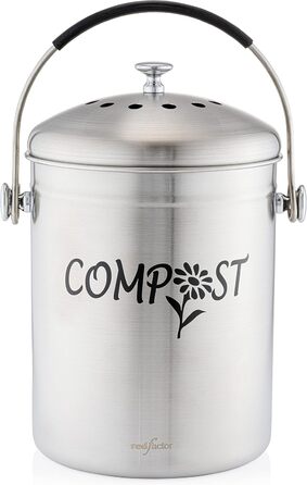 Компостний контейнер для кухні з нержавіючої сталі без запаху - контейнер для органічних відходів - з безкоштовними фільтрами з ак