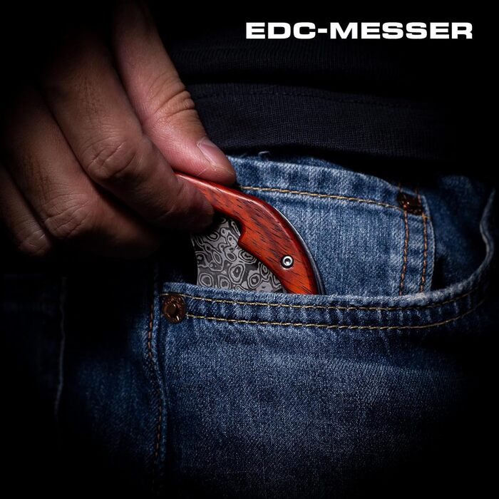 Складаний ніж Zetterrank Damascus Steel VG10, дворучний ніж легальний Німеччина, кишеньковий ніж з гострим лезом, EDC ніж для кемп