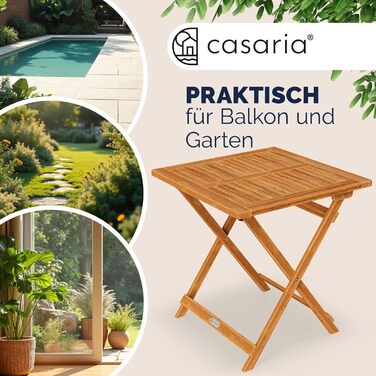 Садовий стіл Casaria, балконний стіл, всепогодний, складаний, дерев&39яний, 70x70 см, вантажопідйомність 80 кг, балкон, сад, тераса, складаний стіл, стіл для посадки рослин, колір акації коричневий