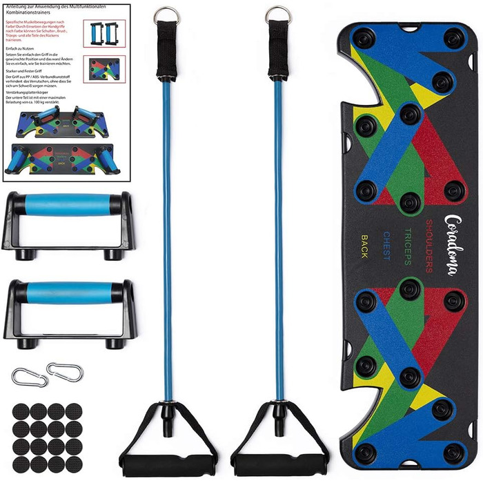 Дошка для віджимань 9 в 1 з ручками, кольорове кодування для домашніх тренувань, домашній фітнес-тренажер, нековзні ручки для віджимань, дошка для віджимань 9 в 1