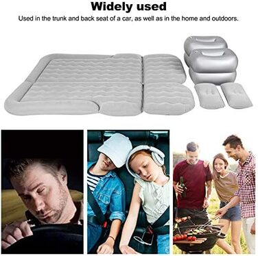 Покращений потовщений надувний матрац, надувний матрац для позашляховиків, портативний надувний матрац для позашляховиків, мінівенів, автомобілів та вантажівок, для дому, для активного відпочинку, кемпінгу, універсальний (СІРИЙ)