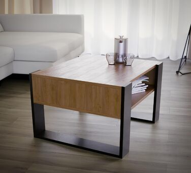 Журнальний столик для дивана Невеликий журнальний столик з чорного дуба з місцем для зберігання Сучасний журнальний столик Журнальний столик Невеликий столик Журнальний столик шириною 65 см Міцний журнальний столик з чорного дуба