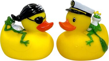 Іграшка для купання MIK funshopping гумове каченя, яке писчить (набір з 2 предметів качечки пірат і капітан)