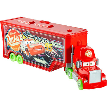 Гоночні машинки Mattel Disney та Pixar Cars, що світяться в темряві, ігровий набір Tuning Mack, іграшкова вантажівка 2-в-1, що світиться в темряві, та тюнінгова станція зі стартером, підйомником та іншим, HPX76