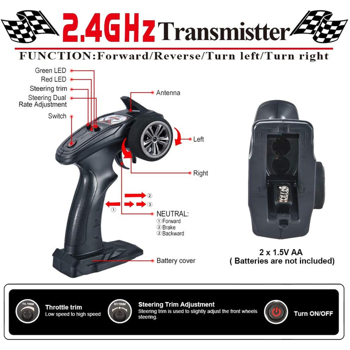 З дистанційним керуванням Електричний автомобіль на радіоуправлінні 26 км/год Високошвидкісний 120 RC Monster Truck 2,4 ГГц Гоночн