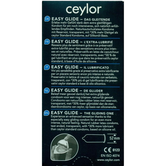 Презервативи Ceylor Easy Glide 6 з екстра-змащеною основою, на 30 більше змащувального матеріалу, упаковані в гігієнічну баночку для зручного використання, найвища якість, якісний бренд зі Швейцарії.
