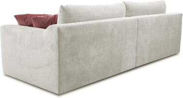 Великий диван Cavadore Fiona / Великий диван із подушками для спини у сучасному дизайні / 274x90x112 / Ткана тканина кремового кольору