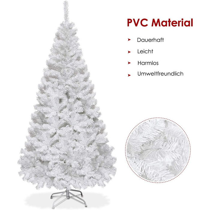 Штучна ялинка з металевою підставкою 150 см біла COSTWAY