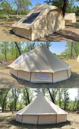 Водонепроникний 4-сезонний кемпінговий намет, пірамідальний намет з бавовни та льону, сімейний намет, намет-вігвам з отвором для дров&39яної печі/вентиляцією, знімною підлогою, великою житловою зоною, багато місця для зберігання речей, розкішний намет, ви