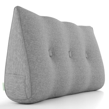 Зручна подушка для спини DYNMC you, бавовняний вигляд, 90 см, Oeko-TEX, сучасна клиноподібна подушка для ліжка, набивка середньої жорсткості - ідеально підходить як подушка для читання, настінна подушка, спинка - преміальне узголів&39я ліжка