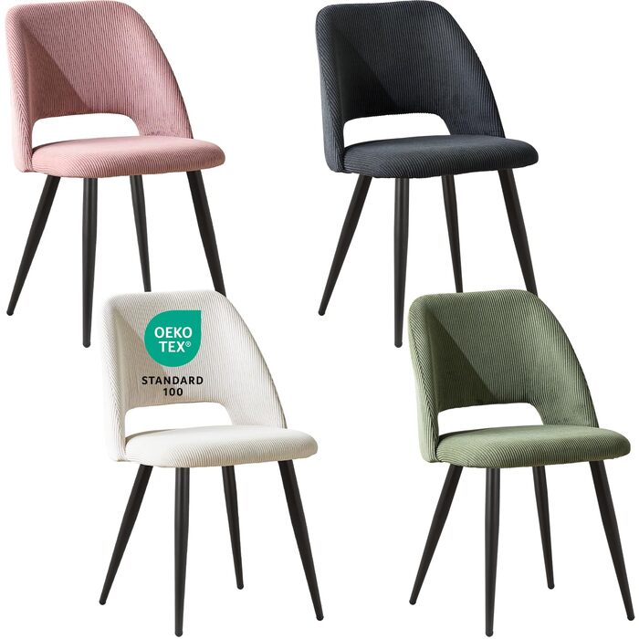 Обідні стільці, комплект з 4 шт. , стільці для їдальні, кухонні стільці, обідні стільці для вітальні з вирізаною спинкою, смугасте оксамитове крісло, м&39які стільці для їдальні, кухні, різні кольори, комплект з 4 шт.