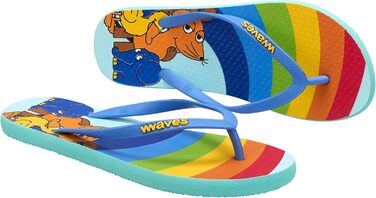 Дитячі шльопанці, сандалі-в&39язки Веселка з мишачим принтом, пляжне взуття для літа, відпочинку, піщано-пляжний мотив, капці для купання для дівчаток та хлопчиків, розмір 30-34 (31,5 EU), райдужні