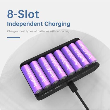 Слотовий розумний зарядний пристрій для акумуляторів AA AAA, акумуляторний побутовий зарядний пристрій для NI-MH літій-іонних LiFePO4 акумуляторів типу C, незалежний слот для швидкої зарядки, 8Air 8-