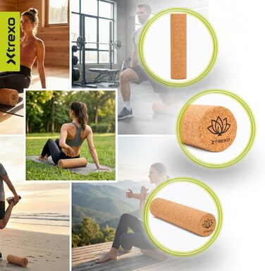 Ролик для тренування тригерних точок XTREXO з коричневого корку 40x10 см, 100 натуральний, екологічно чистий корок. Універсальне використання. Ідеально підходить для йоги, пілатесу, калістеніки та силових тренувань. Ефективне розслаблення м&39язів.