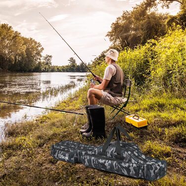 Сумка для вудок, складна сумка для вудок, сумка для зберігання інструментів для риболовлі, портативна сумка для риболовних снастей 90/120/150 (додатково), 3 Layer Fishing Bag