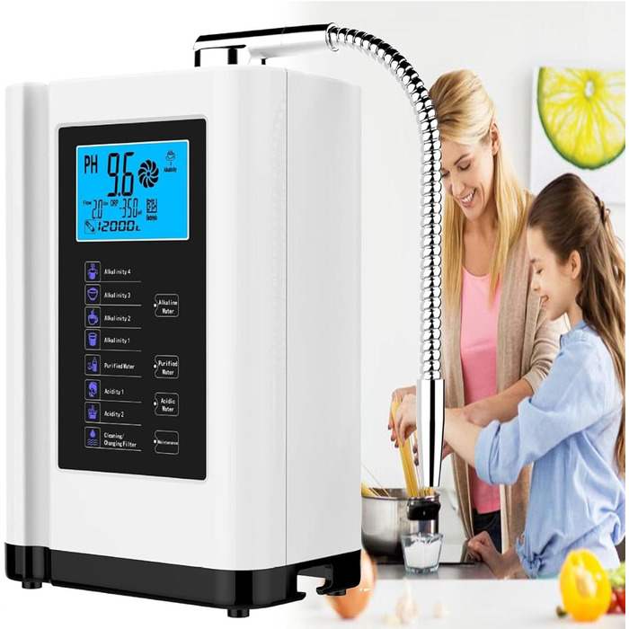 Іонізатор і очищувач води, до -500 Mv Orp, Ph 3,5-10,5, очищувач води, фільтр для лужної води з 7 налаштуваннями води, інтелектуальне голосове керування, білий