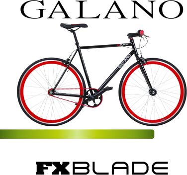 Велосипед Galano Blade Fixie для чоловіків та жінок, зріст 165-195 см, ретро-велосипед з однією швидкістю, 28-дюймові колеса, різні розміри, міські велосипеди з фліп-флоп втулкою, шосейний велосипед, міський велосипед, чорний/червоний, 53 см