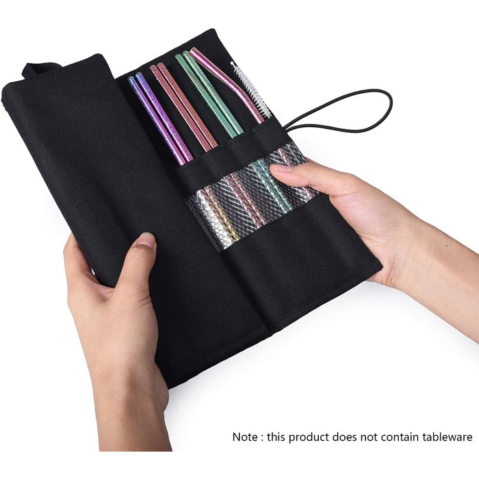 Столові прибори Рулон Чорний кемпінг Портативний намет Кілочки Сумка для перенесення Посуд Кухонний набір Палички для зберігання С
