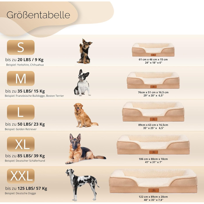 Ортопедичний кошик для собак преміум-класу, середнього розміру ліжко для собак із сертифікованим матеріалом з ефектом пам&39яті знімний та пральний чохол, водонепроникний, зручний шезлонг для собак середнього розміру (великого)