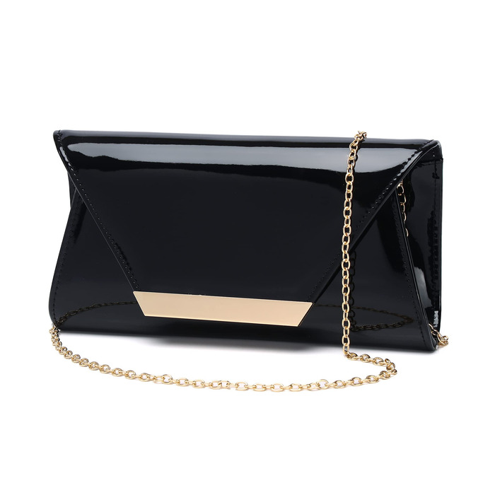 Жіноча лакована сумочка-клатч для вечірок, чорна