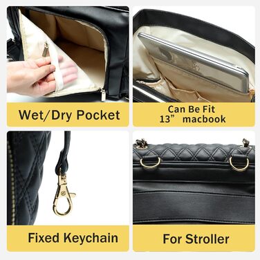 Сумка для пеленання дитини Рюкзак для пелюшок Шкіряні сумки для пелюшок з пеленальним килимком Стьобані дитячі сумки для мами і та