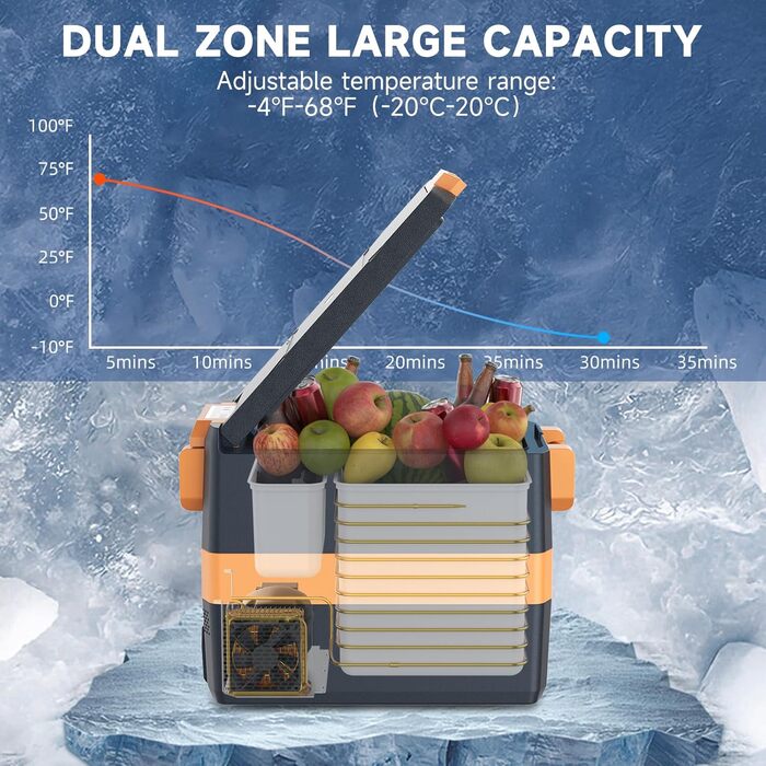 Міні-холодильник для автомобіля портативний електричний кемпінговий морозильник 40 л електричний компресорний охолоджувач 12V 12/2