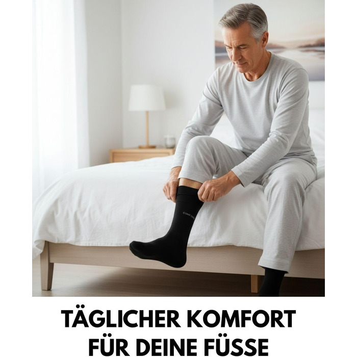 Пар комфортних шкарпеток без еластичної манжети та безшовних для жінок та чоловіків, медичні шкарпетки без еластичної манжети з комфортною манжетою, розмір 43-46, чорні, 24 10