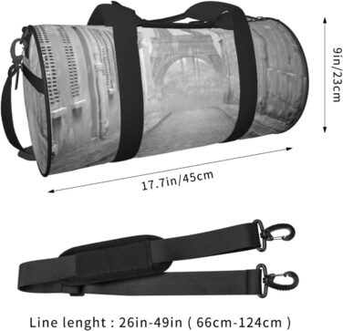 Дорожня сумка Паризький шарм з Ейфелевою вежею, вулицею Парижа та червоною парасолькою. Спортивна сумка для чоловіків та жінок, сумка-мішок, спортивна дорожня сумка.