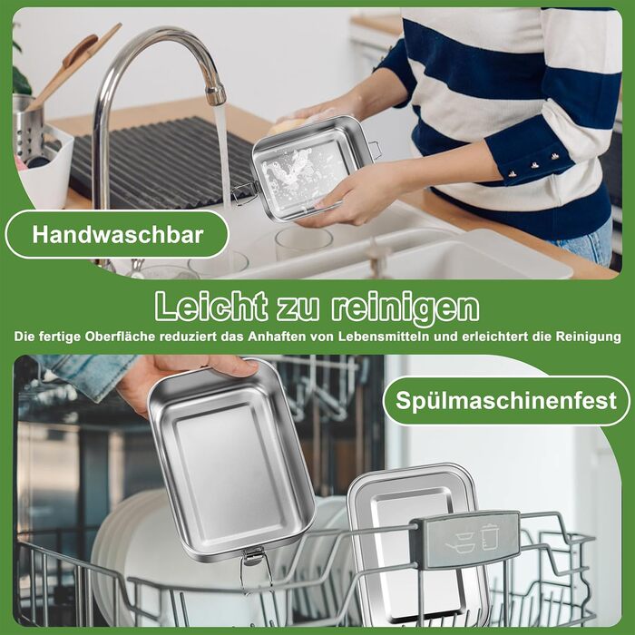 Ланчбокс Homikit з роздільниками, 850 мл, нержавіюча сталь. Бенто-бокс для дітей та дорослих, контейнер для обіду на пікнік, в школу та на роботу. Герметичний, з ущільнювальним кільцем та знімною перегородкою.