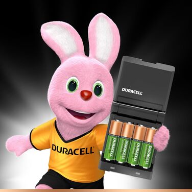 Зарядний пристрій Duracell з 4 годинами роботи, та акумуляторними батареями Ultra HR6DX1500 з низьким саморозрядом (2500 мАг), 4 шт., батарейки типу АА для перезаряджання, 4 шт.