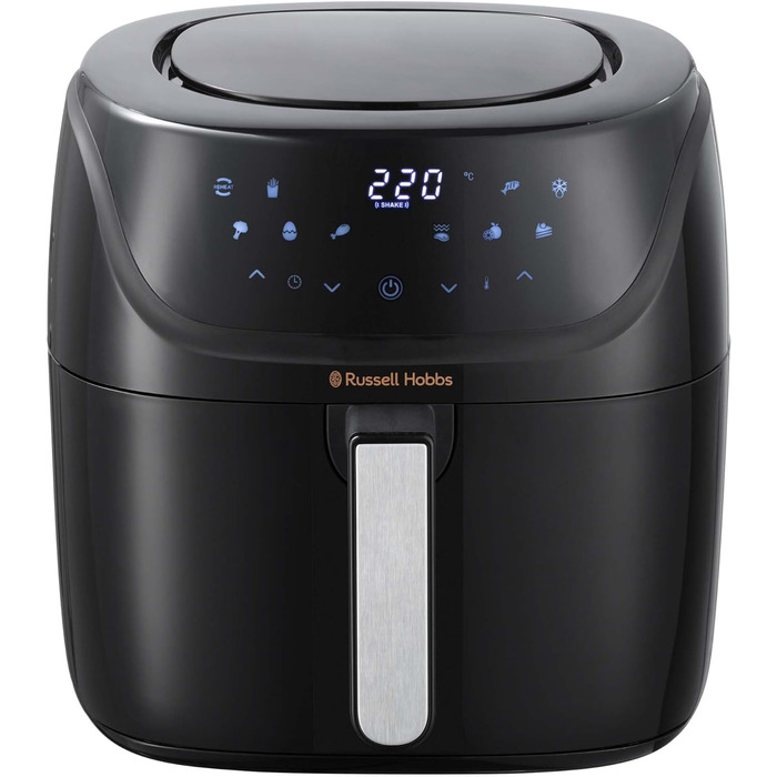 Аерофритюрниця Russell Hobbs XXL 8 л компактний корпус 7 функцій приготування10 програм AirFryer (можна мити в посудомийній машині, макс. 220C, фритюрниця без олії, гриль, запікання, смаження, зневоднення) SatisFry 27170-56