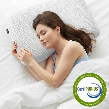 Подушка BedStory з піни з ефектом пам&39яті 60x40 см 13 см - Ергономічна подушка для підтримки шиї - Дихаюча подушка зі знімним та пральним чохлом - Подушка Visco, сертифікована Oeko-Tex, 604013 см