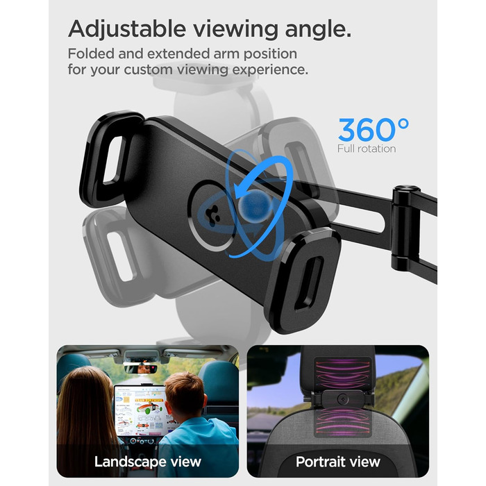 Універсальний тримач для планшета Spigen OneTap автомобільний, висувне кріплення на підголівник автомобіля, поворот на 360 для iPa