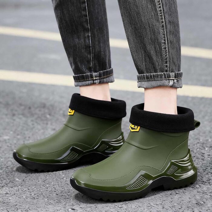 Водні черевики/гумові чоботи, модні, короткі, потовщені, для комфорту та стилю, для подорожей та походів, зелені, розмір 41 1/3 EU