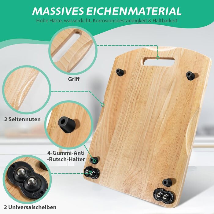 Розсувна дошка для Thermomix TM6, Розсувна дошка Thermomix TM6 з 2 універсальними колесами, Ролетна дошка для Thermomix TM6, Швидкорухома дошка Thermomix TM5, Розсувна дошка Thermomix з дерева