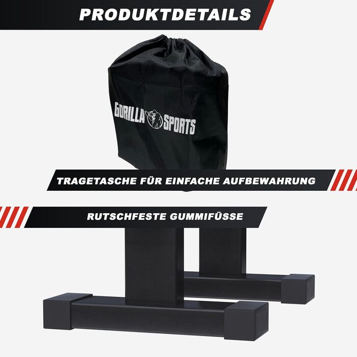 Ручки для віджимань GORILLA SPORTS - Комплект з 2 шт., виготовлені з дерева та сталі, нековзні, до 300 кг, включаючи сумку для перенесення - Спорядження для калістеніки, Паралети, Ручки для стійки на руках, Турніри для віджимань, Поперечини для віджимань