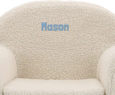 Дитяче крісло &quotВаш сюрприз&quot з іменем - Персоналізоване дитяче крісло з іменем або текстом, виготовлене з бавовни для хлопчиків та дівчаток віком від 1 до 4 років (Білий - Тедді)