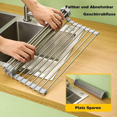 Сушарка для посуду ViWaVee, Складана та знімна сушарка для посуду над мийкою, килимок для зливу, сушарка-стійка для чашок, фруктів