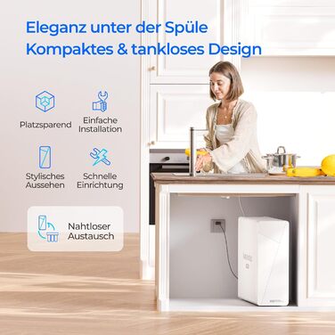 Система зворотного осмосу Waterdrop X12 Alkaline Mineral pH, сертифікована NSF/ANSI 58&372, швидкий потік 1200 GPD, 11-ступенева фільтрація без резервуару, 31 чистий для зливу, під прилавком, без BPA