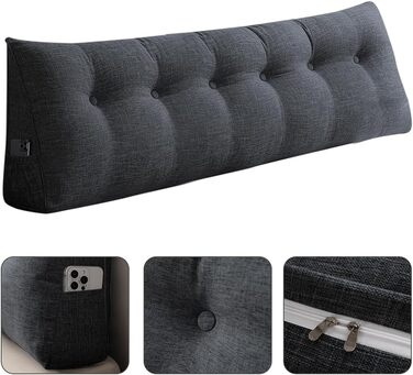 Подушка для читання для ліжка або дивана, валик для шиї, велика подушка, спинка, вельвет, трикутна подушка, кутова подушка, узголів&39я, подушка для підтримки попереку, подушка для ніг, клиноподібна спинка, пляжна, B, 180 x 50 x 20 см, бавовняний чохол, 1