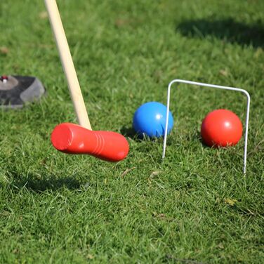 Набір для крокету NAIZY для дітей та дорослих, дерев&39яний набір для крокету для 4 гравців з кілочками, молотками, хвіртками та м&39ячами, традиційна дерев&39яна іграшкова садова гра