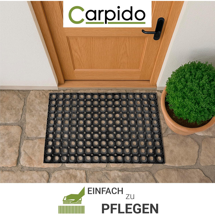 Чорний гумовий килимок для дверей - нековзний килимок для дверей 60x80 см - міцний килимок для дверей - вуличний гумовий килимок для дверей - килимок для вловлювання бруду 60 x 80 см (прямокутний)