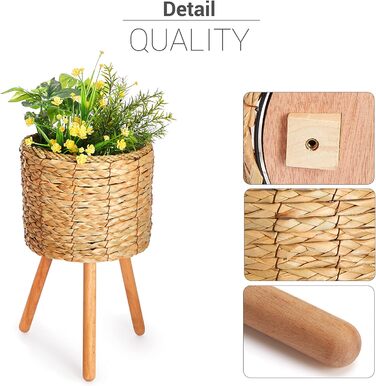 Кашпо для квітів Кашпо з натурального ротангу з фольгованою вставкою Горщик для рослин герметичний великий для кімнатних рослин, к