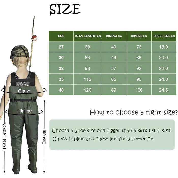 Дитячі водонепроникні вейдерси з гумовими чобітьми Croch ідеально підходять для риболовлі та активного відпочинку 35W
