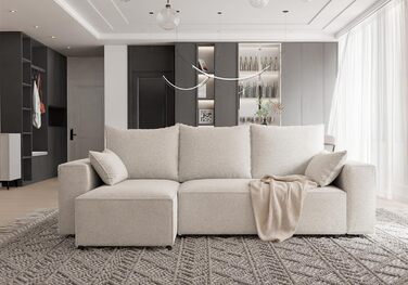 Кутовий диван з функцією сну Tobi 246x145 см - Диван - Диван з ящиком для зберігання - Кутовий диван - L-подібний - Диван-ліжко - Диван-ліжко з ящиком для зберігання - Універсальний (Centaur 01 Бежевий)