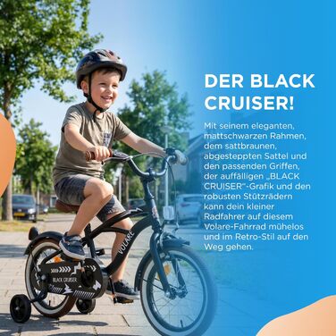 Дитячий велосипед Volare Black Cruiser 12 35 років Ручне та ножне гальмо, знімні бічні колеса, захист ланцюга та світловідбивачі Регульоване сідло Подарунок для дівчаток та хлопчиків